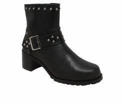 Women's RideTecs 6" Heeled Buckle Biker Booties -Ankle Boots Shoe 2 234