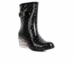 Women's London Rag Drench Wedge Rain Boots -Ankle Boots Shoe 2 256