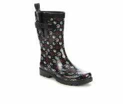 Women's Capelli New York Spiral Dot Mid Calf Rain Boots -Ankle Boots Shoe 2 277