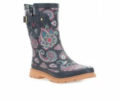 Women's Western Chief Paisley Pop Mid Boot Rain Boots -Ankle Boots Shoe 2 320