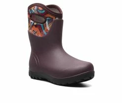 Women's Bogs Footwear Neo Classic Mid Glossy Abstract Rain Boots -Ankle Boots Shoe 2 342