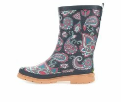 Women's Western Chief Paisley Pop Mid Boot Rain Boots -Ankle Boots Shoe 3 319