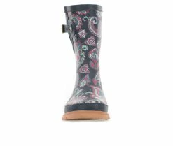 Women's Western Chief Paisley Pop Mid Boot Rain Boots -Ankle Boots Shoe 4 318